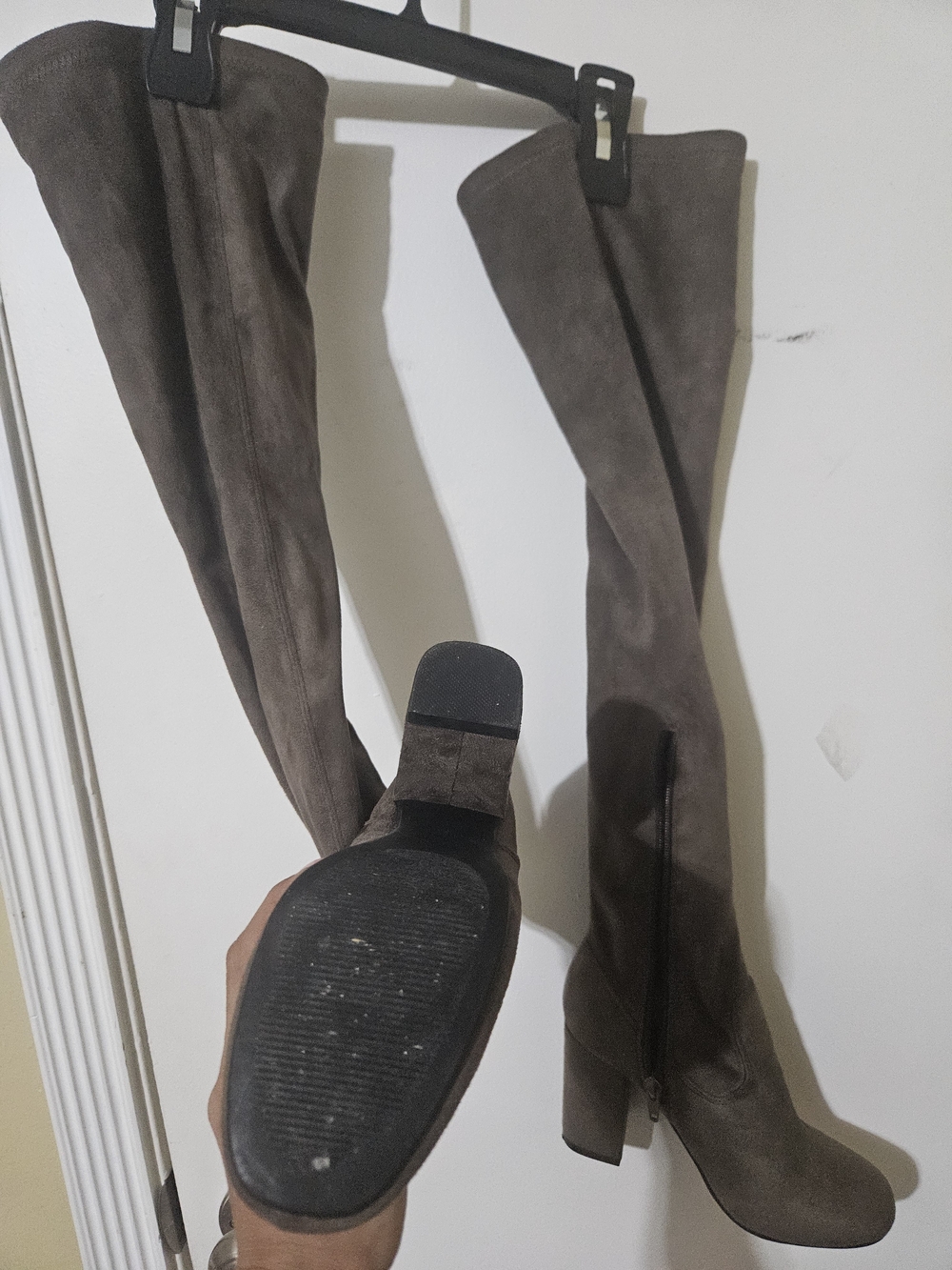 Carlos Santana Over-the-Knee Suede Boots in Taupe